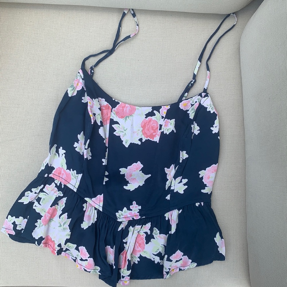 Free People Floral Ruffle Tank Top